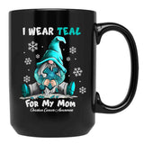 I Wear Teal My Mom Funny Gnomes Black Coffee Mug - Black