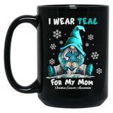 I Wear Teal My Mom Funny Gnomes Black Coffee Mug