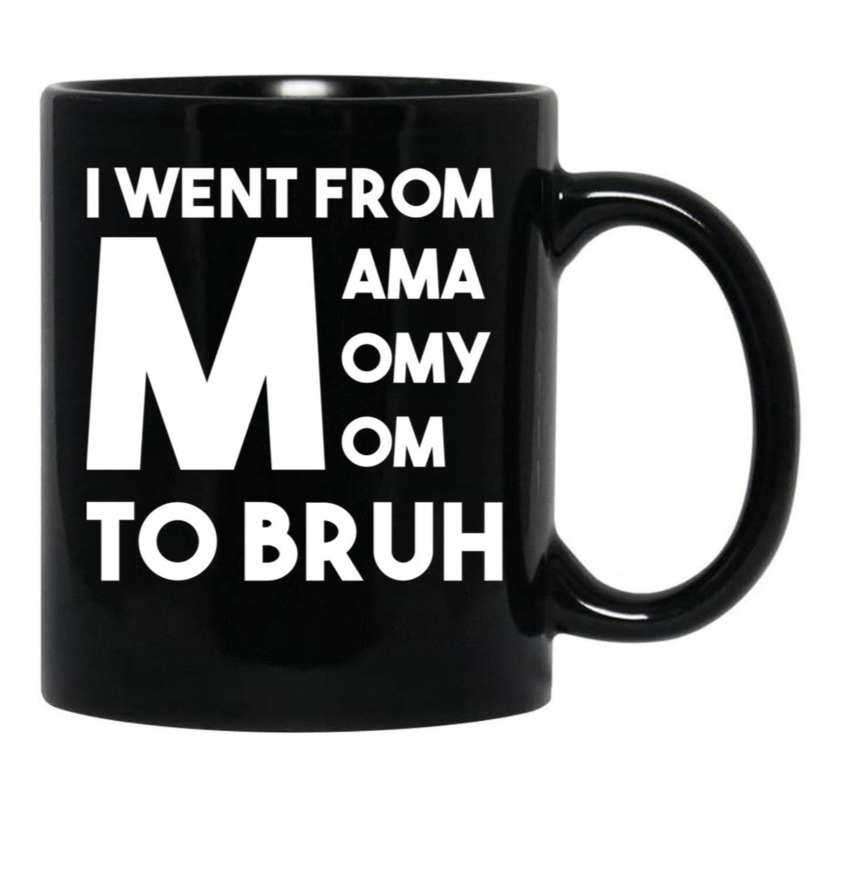 I Went From Mama Momy Mom To Bruh Black Coffee Mug - Black