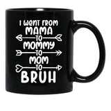 I Went From Mama O Mommy O Mom O Bruh Baby Momm Black Coffee Mug - Black