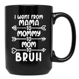 I Went From Mama O Mommy O Mom O Bruh Baby Momm Black Coffee Mug - Black