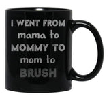 I Went From Mama To Mommy To Mom To Bruh 2 Black Coffee Mug - Black