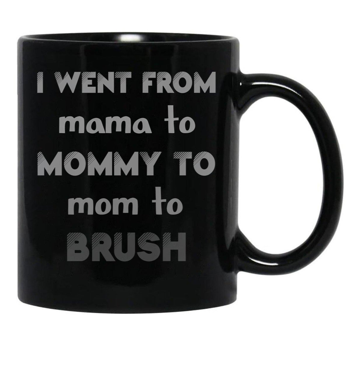I Went From Mama To Mommy To Mom To Bruh 2 Black Coffee Mug - Black