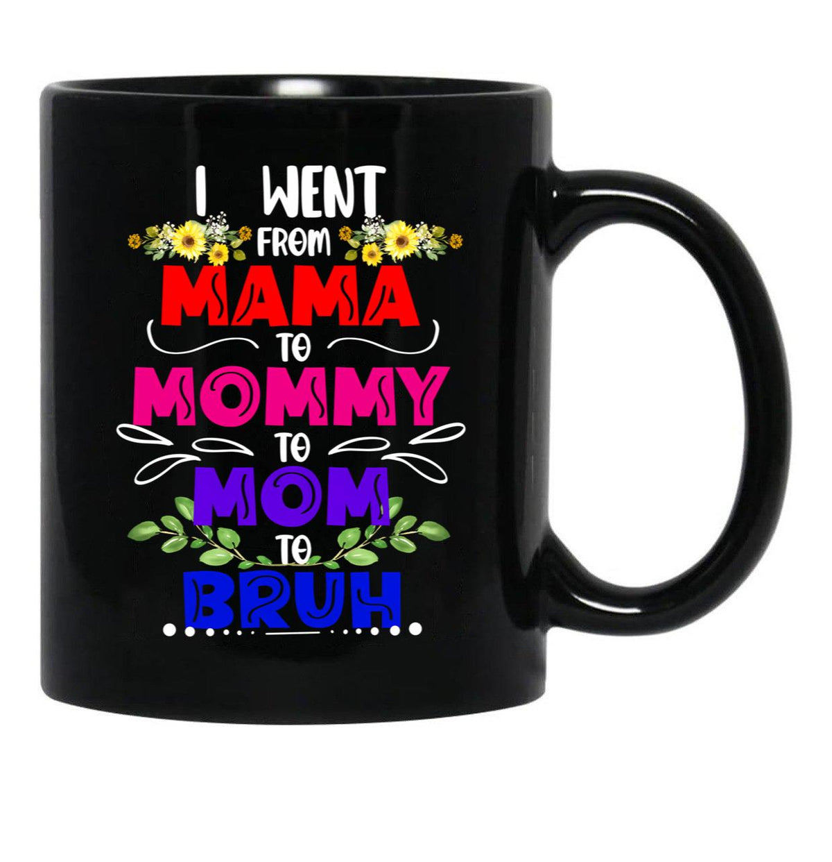 I Went From Mama To Mommy To Mom To Bruh Funny Gift   Black Coffee Mug - Black