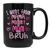 I Went From Mama To Mommy To Mom To Bruh Funny Mommy Leopard Style Black Coffee Mug - Black