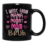 I Went From Mama To Mommy To Mom To Bruh Funny Mommy Leopard Black Coffee Mug - Black