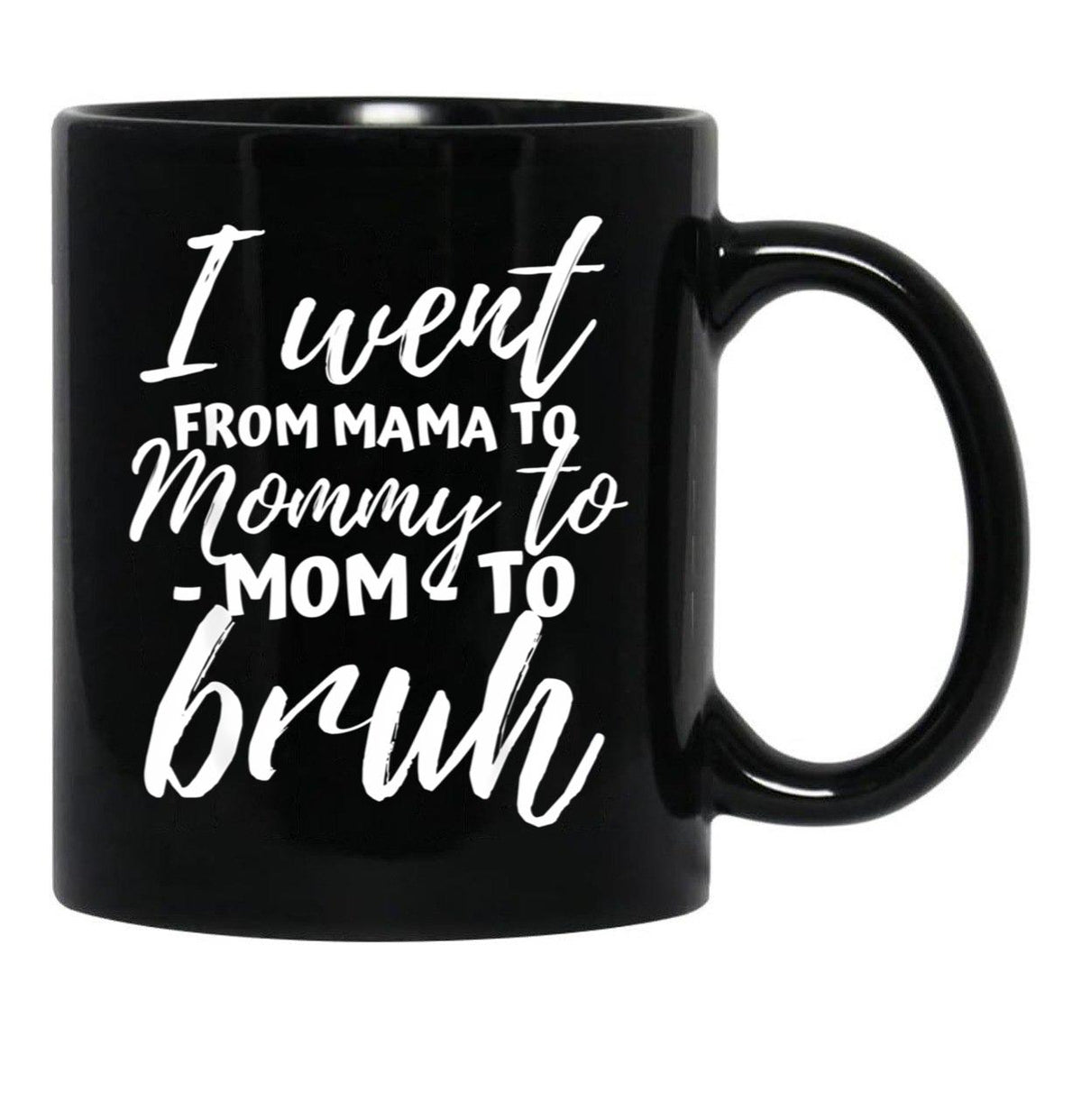 I Went From Mama To Mommy To Mom To Bruh Funny Mothers Day  Black Coffee Mug - Black