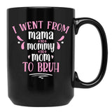I Went From Mama To Mommy To Mom To Bruh Gift Black Coffee Mug - Black