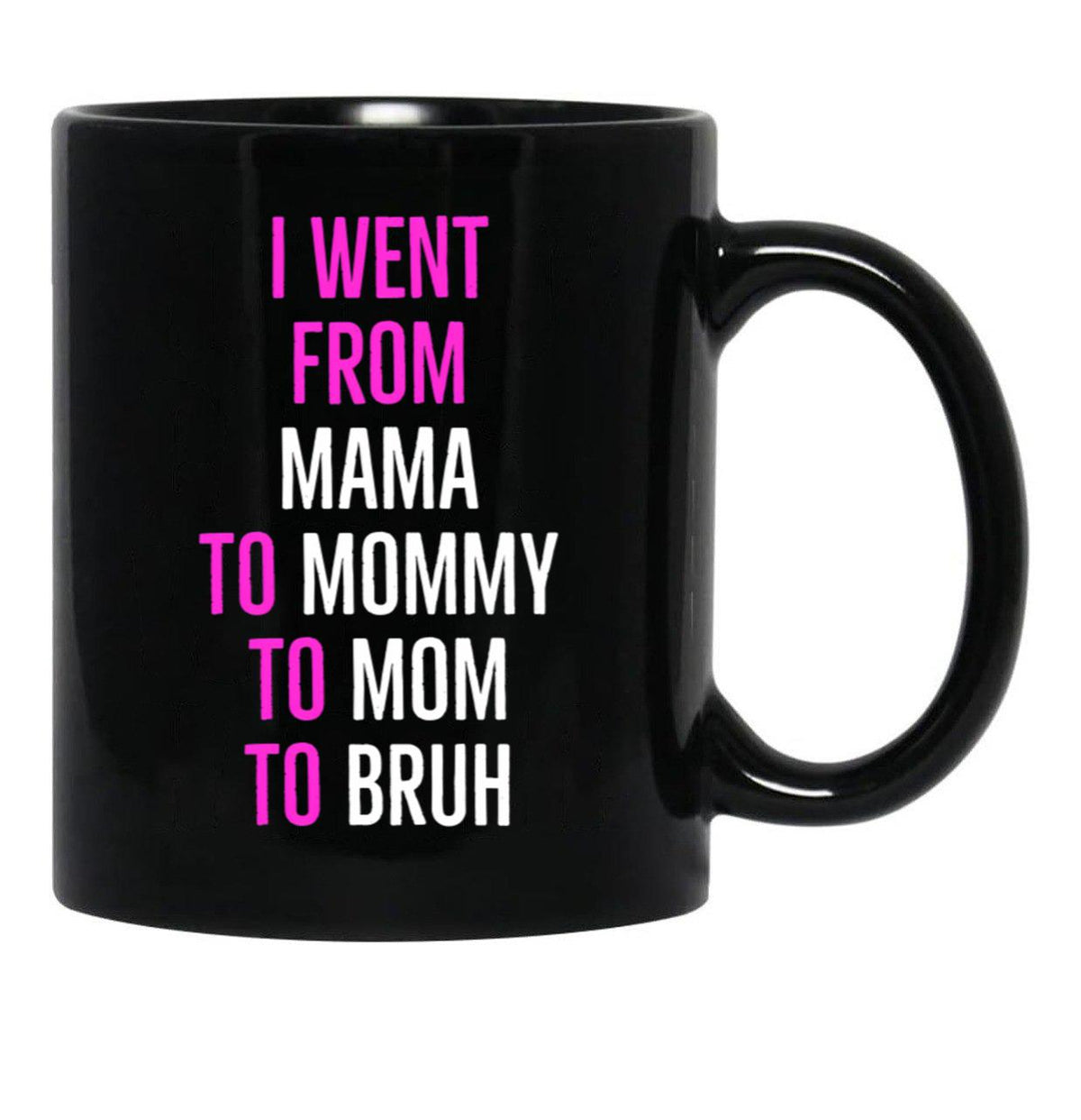 I Went From Mama To Mommy To Mom To Bruh Mug Black Coffee Mug - Black