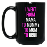 I Went From Mama To Mommy To Mom To Bruh Mug Black Coffee Mug