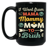 I Went From Mama To Mommy To Mom To Bruh (28) Black Coffee Mug