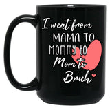 I Went From Mama To Mommy To Mom To Bruh (33) Black Coffee Mug