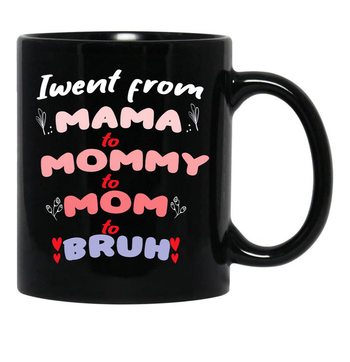 I Went From Mama To Mommy To Mom To Bruh (34) Black Coffee Mug - Black