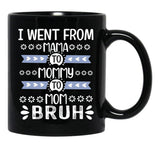 I Went From Mama To Mommy To Mom To Bruh (37) Black Coffee Mug - Black
