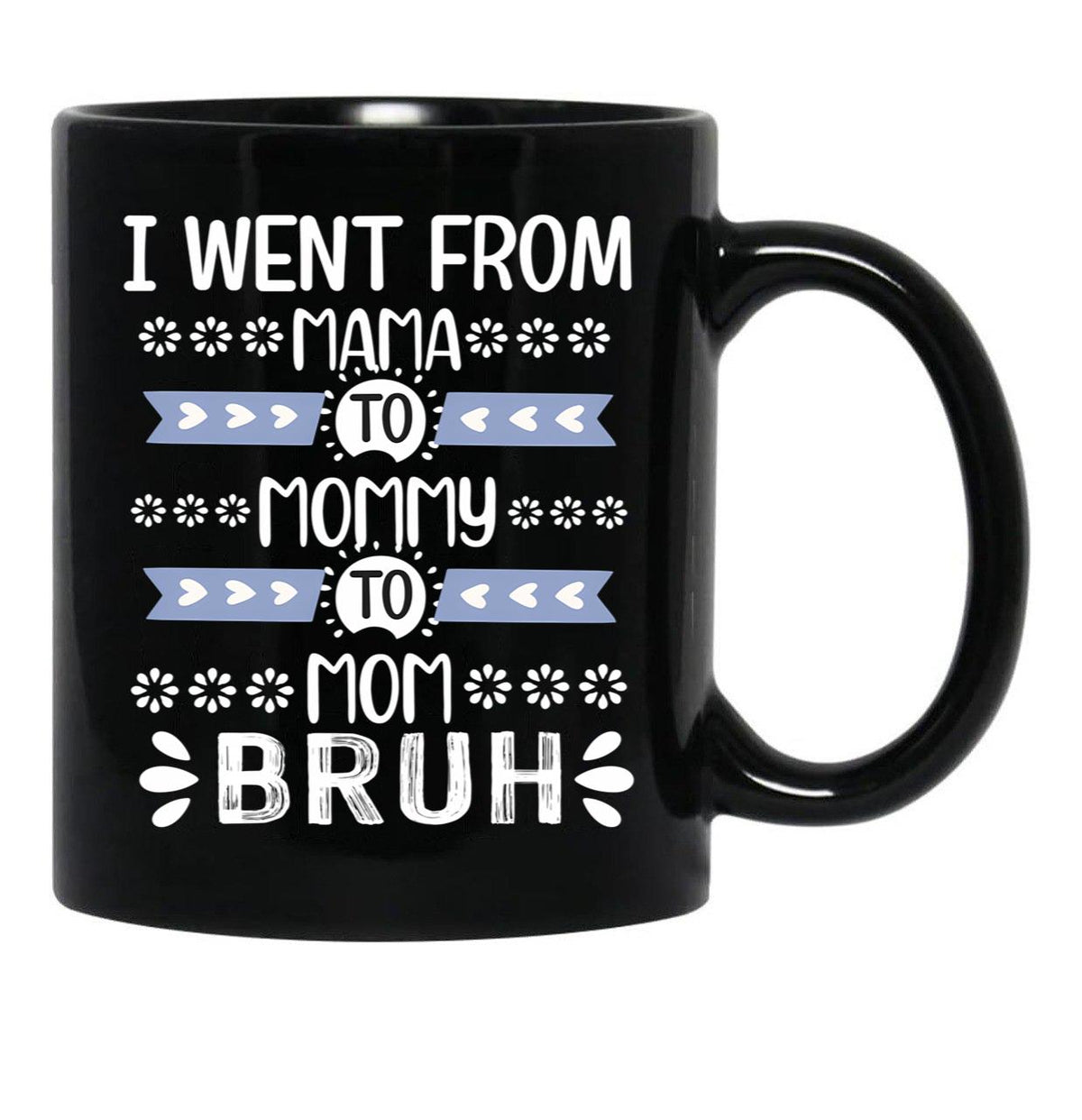 I Went From Mama To Mommy To Mom To Bruh (37) Black Coffee Mug - Black