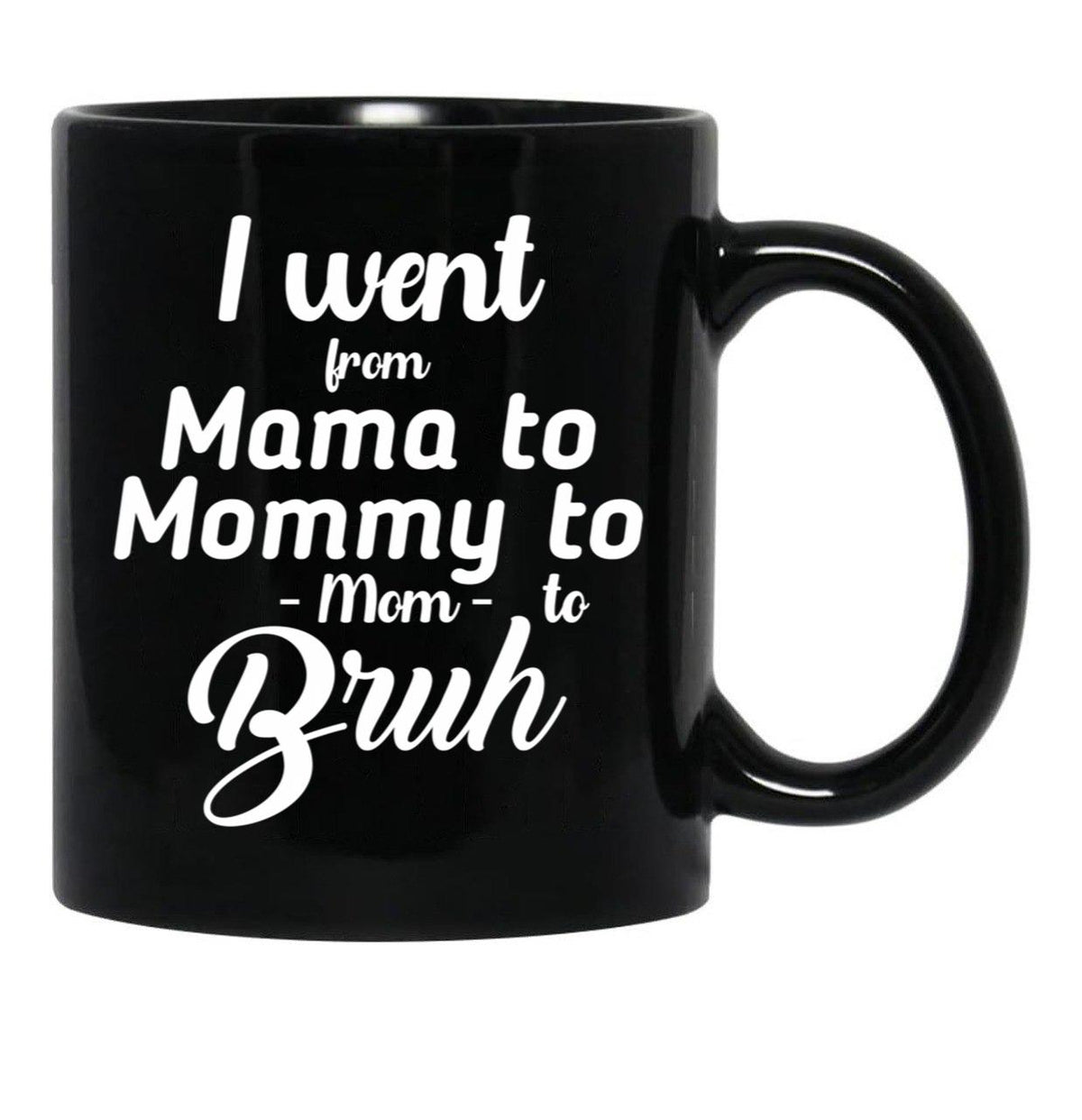 I Went From Mama To Mommy To Mom To Bruh (41) Black Coffee Mug - Black