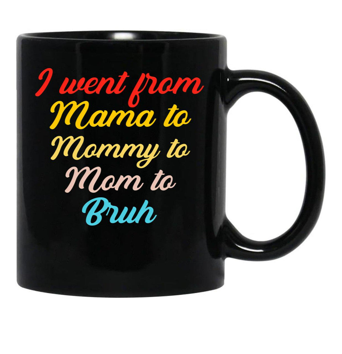 I Went From Mama To Mommy To Mom To Bruh (46) Black Coffee Mug - Black
