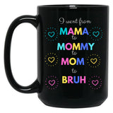 I Went From Mama To Mommy To Mom To Bruh (48) Black Coffee Mug