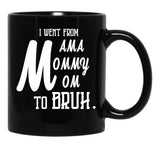 I Went From Mama To Mommy To Mom To Bruh (55) Black Coffee Mug - Black