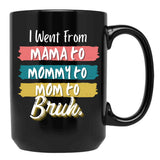 I Went From Mama To Mommy To Mom To Bruh (56) Black Coffee Mug - Black