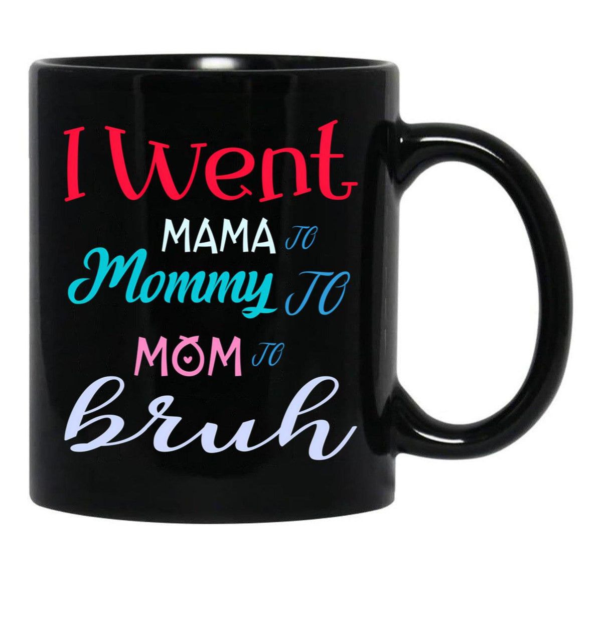 I Went To Mama To Mummy To Mom To Bruh (3) Black Coffee Mug - Black