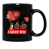 I Woof You Boxer Dog Valentine Gifts Black Coffee Mug - Black