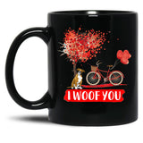 I Woof You Boxer Dog Valentine Gifts Black Coffee Mug