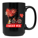 I Woof You Boxer Dog Valentine Gifts Black Coffee Mug - Black