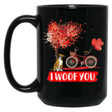 I Woof You Boxer Dog Valentine Gifts Black Coffee Mug