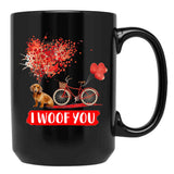 I Woof You Dachshund Dog Valentine Gifts Black Coffee Mug - Black