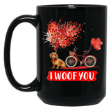 I Woof You Dachshund Dog Valentine Gifts Black Coffee Mug