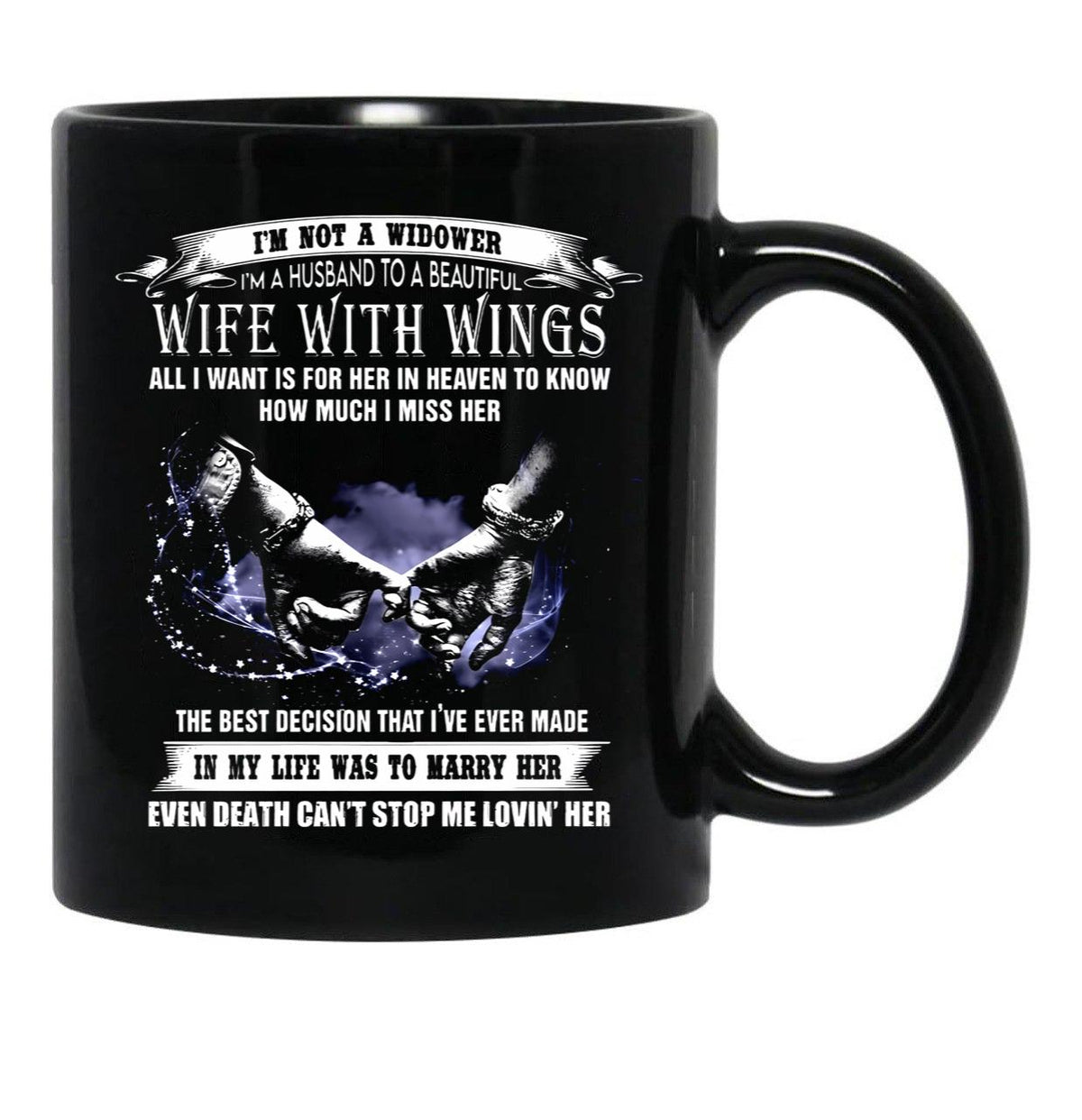 I'M A Husband To A Beautiful Wife With Wings Black Coffee Mug - Black