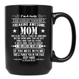 I'M A Lucky Son Because I'M Raised By A Freaking Awesome Mom Black Coffee Mug - Black