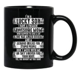 I'M A Lucky Son I Have A Freaking Awesome Mom Black Coffee Mug - Black