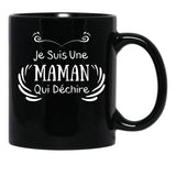 I'M A Mom Who Rocks Black Coffee Mug - Black