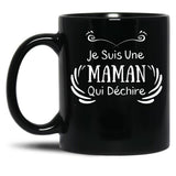 I'M A Mom Who Rocks Black Coffee Mug