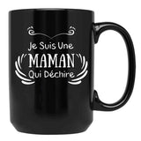 I'M A Mom Who Rocks Black Coffee Mug - Black
