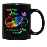 I'M A Proud Mom Of A Wonderful Son In Heaven 95 Son Funny Christmas Cute Dad Daughter Black Coffee Mug - Black