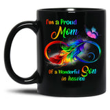 I'M A Proud Mom Of A Wonderful Son In Heaven 95 Son Funny Christmas Cute Dad Daughter Black Coffee Mug