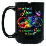I'M A Proud Mom Of A Wonderful Son In Heaven 95 Son Funny Christmas Cute Dad Daughter Black Coffee Mug