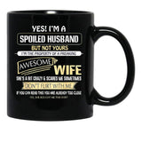 I'M A Spoiled Husband Of A Freaking Awesome Wife Black Coffee Mug - Black