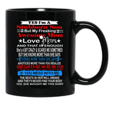 I'M A Stubborn Son But My Freaking Awesome Mom Love Me Black Coffee Mug - Black
