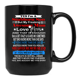 I'M A Stubborn Son But My Freaking Awesome Mom Love Me Black Coffee Mug - Black