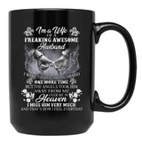 I'M A Wife Of A Freaking Awesome Husband Awesome Proud Love Funny Vintage Black Coffee Mug - Black