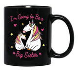 I'M Going To Be A Big Sister Cute Unicorn Girl With Rainbow Hair For Daughter Black Coffee Mug - Black