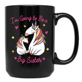 I'M Going To Be A Big Sister Cute Unicorn Girl With Rainbow Hair For Daughter Black Coffee Mug - Black