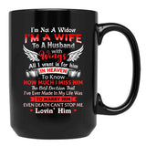I'M Not A Widow I'M A Wife To A Husband With Wings Mug Perfect  For Women Lost Husband Mug Husband Memorial Mug Black Coffee Mug - Black