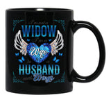 I'M Not A Widow I'M A Wife To A Husband With Wings Black Coffee Mug - Black