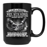 I'M Not A Widower I'M A Husband To A Beautiful Wife With Wings Black Coffee Mug - Black