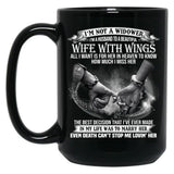 I'M Not A Widower I'M A Husband To A Beautiful Wife With Wings Black Coffee Mug